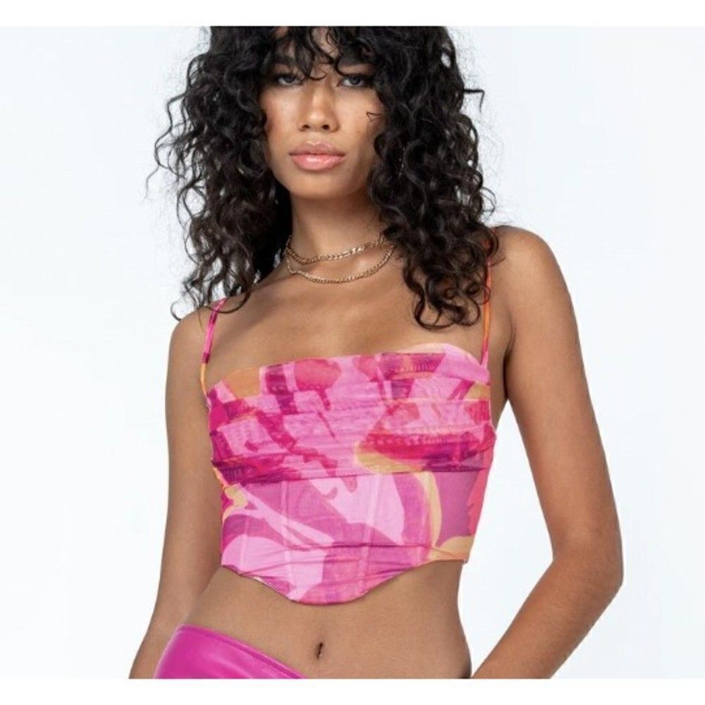 Princess Polly Charmie Corset top pink size us 12 mesh festival